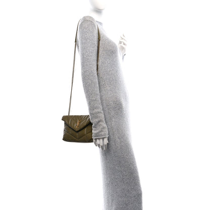 Saint Laurent Lambskin Quilted Toy Loulou Puffer Monogram Chain Satchel Hazel Green 2 of 11