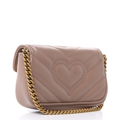 Gucci Calfskin Matelasse Heart GG Marmont 2.0 Coin Purse On A Chain Porcelain Rose 3 of 7