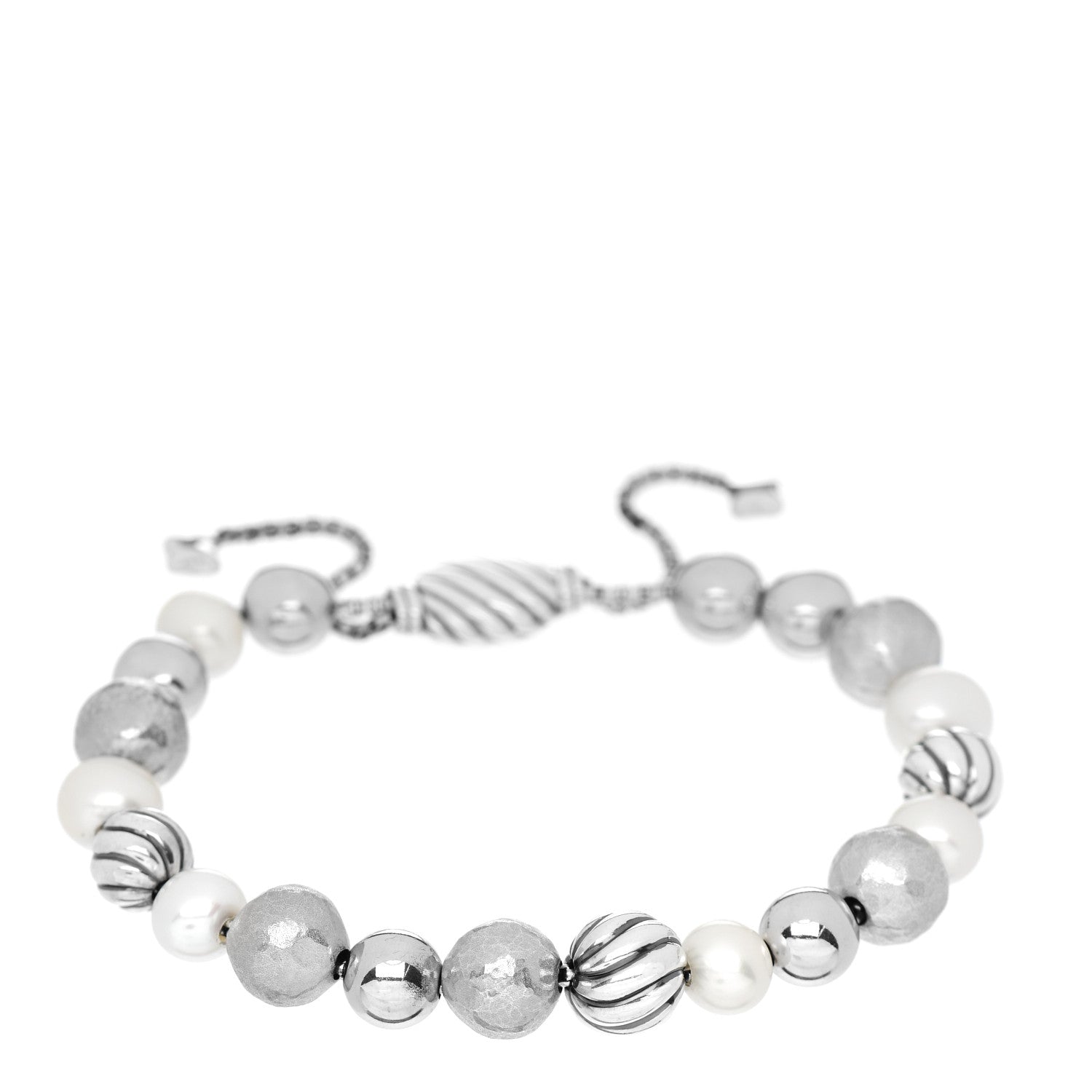 David Yurman Sterling Silver Pearl 9mm Elements Bead Bracelet 1 of 3
