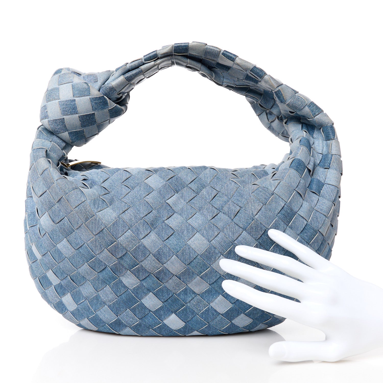 Bottega Veneta Nappa Denim Effect Intrecciato Teen Jodie Hobo Denim 2 of 11