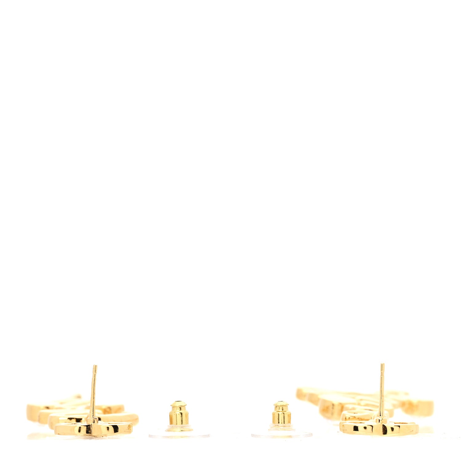 Chanel Metal Crystal Coco Script CC Drop Earrings Gold 3 of 5