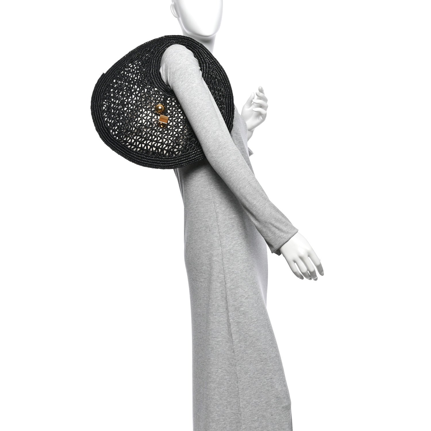 Jacquemus Raffia Le Petite Rond Spiaggia Handbag Black 2 of 10