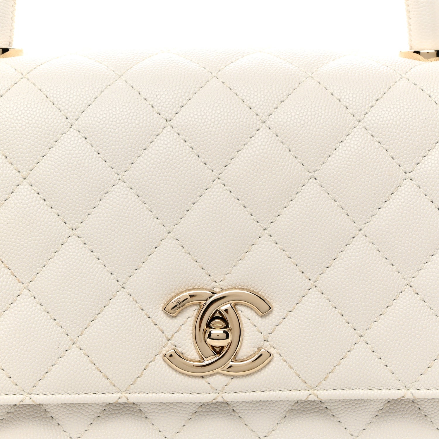 Chanel Caviar Quilted Small Coco Handle Flap White 5 of 10