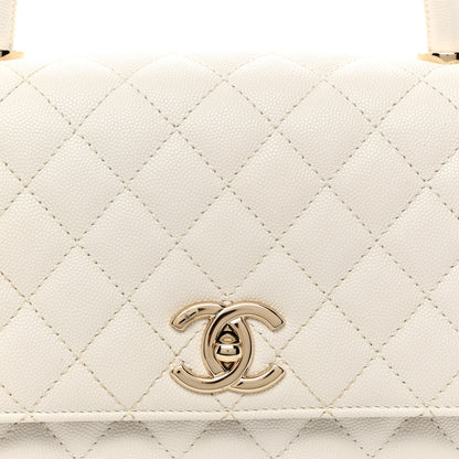 Chanel Caviar Quilted Small Coco Handle Flap White 5 of 10