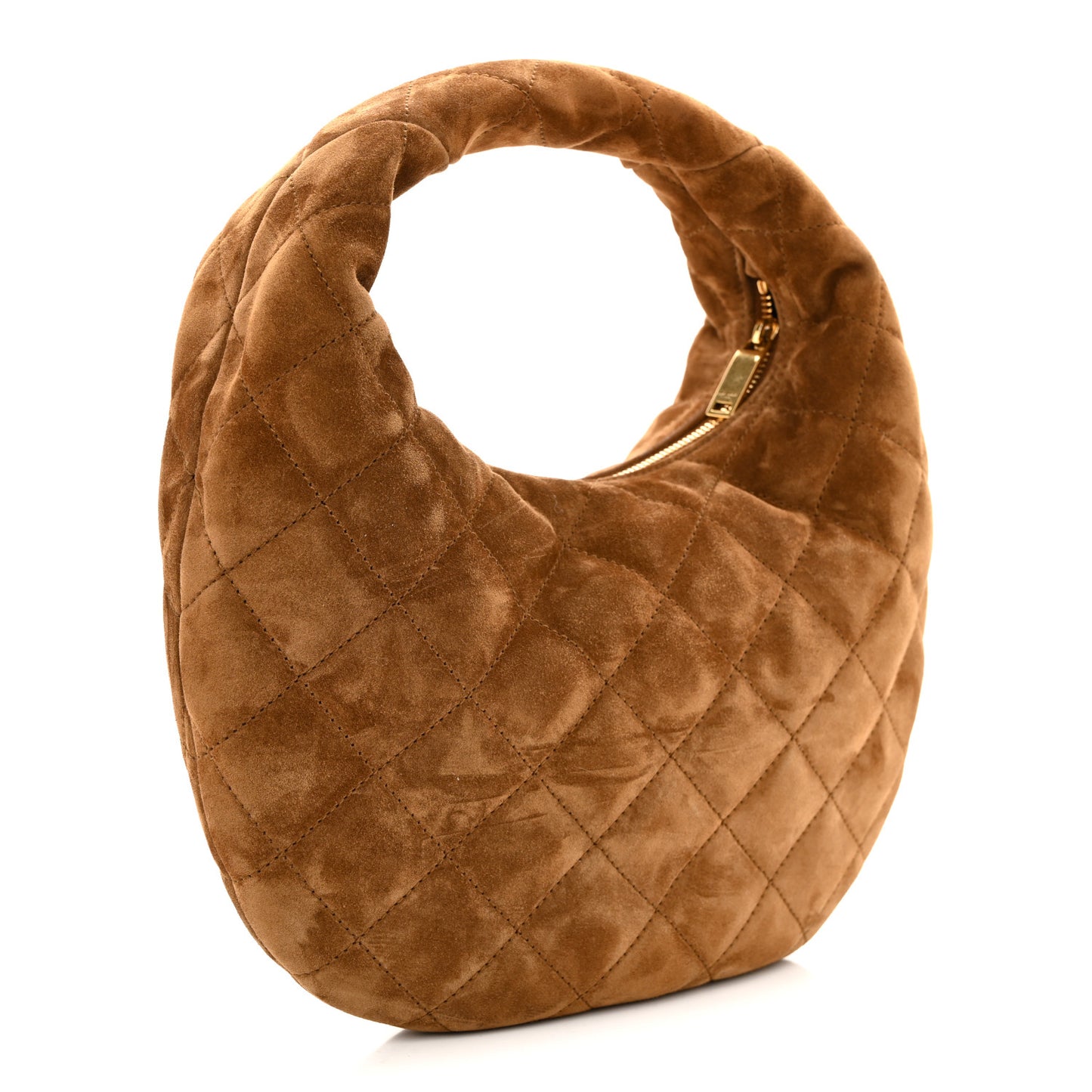 Suede Quilted Icarino Bag Caramel Cognac