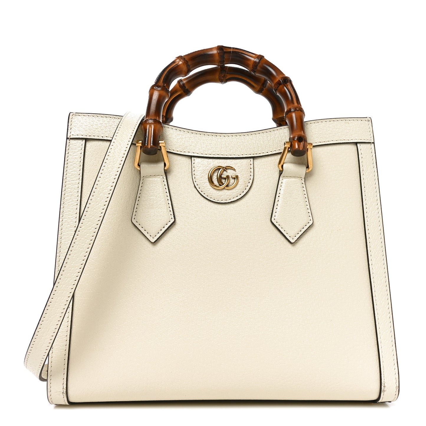 Textured Dollar Calfskin Web Small Diana Tote Bag Mystic White