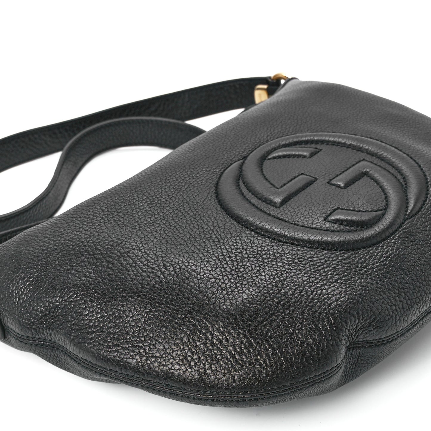 Pebbled Calfskin Small Soho Hobo Black