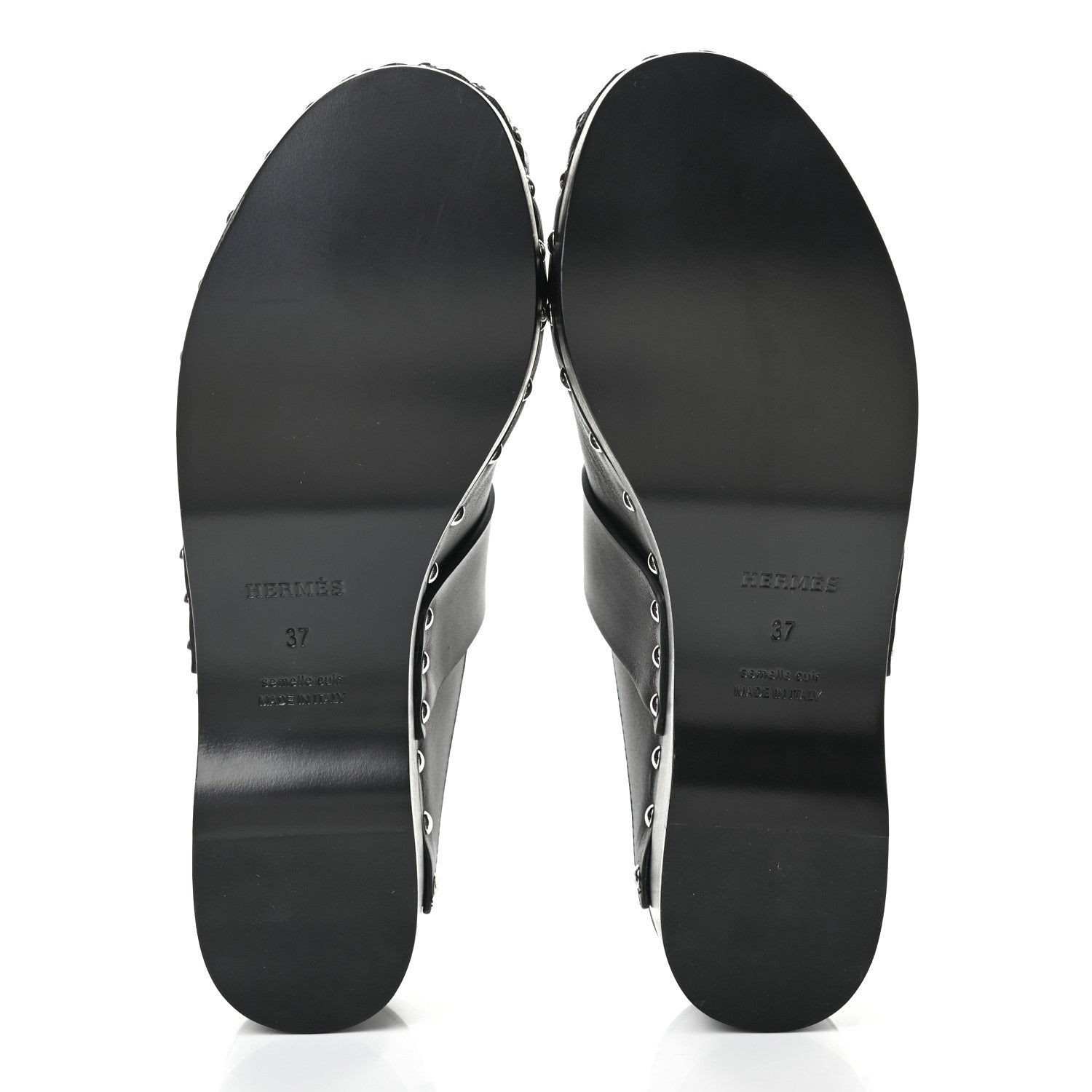 Hermes Calfskin Calya Mules 37 Black 5 of 8