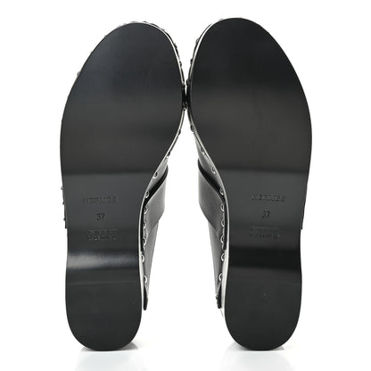 Hermes Calfskin Calya Mules 37 Black 5 of 8