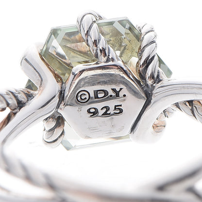 David Yurman Sterling Silver Diamond Prasiolite 10mm Cable Wrap Ring 55 7.25 5 of 5