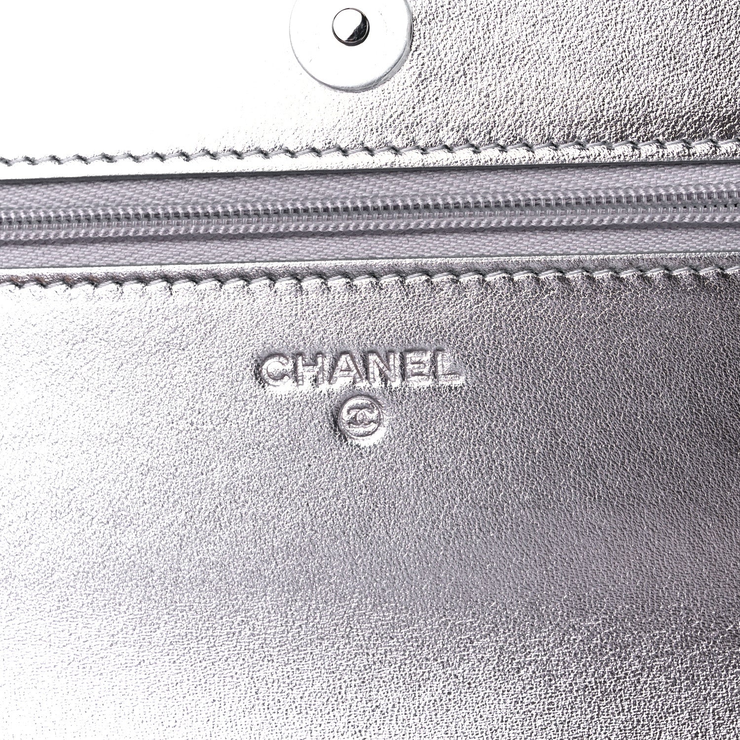 Chanel Gradient Metallic Calfskin Quilted Wallet On Chain WOC Silver Blue Yellow Purple 6 of 11