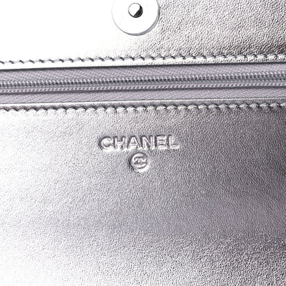 Chanel Gradient Metallic Calfskin Quilted Wallet On Chain WOC Silver Blue Yellow Purple 6 of 11