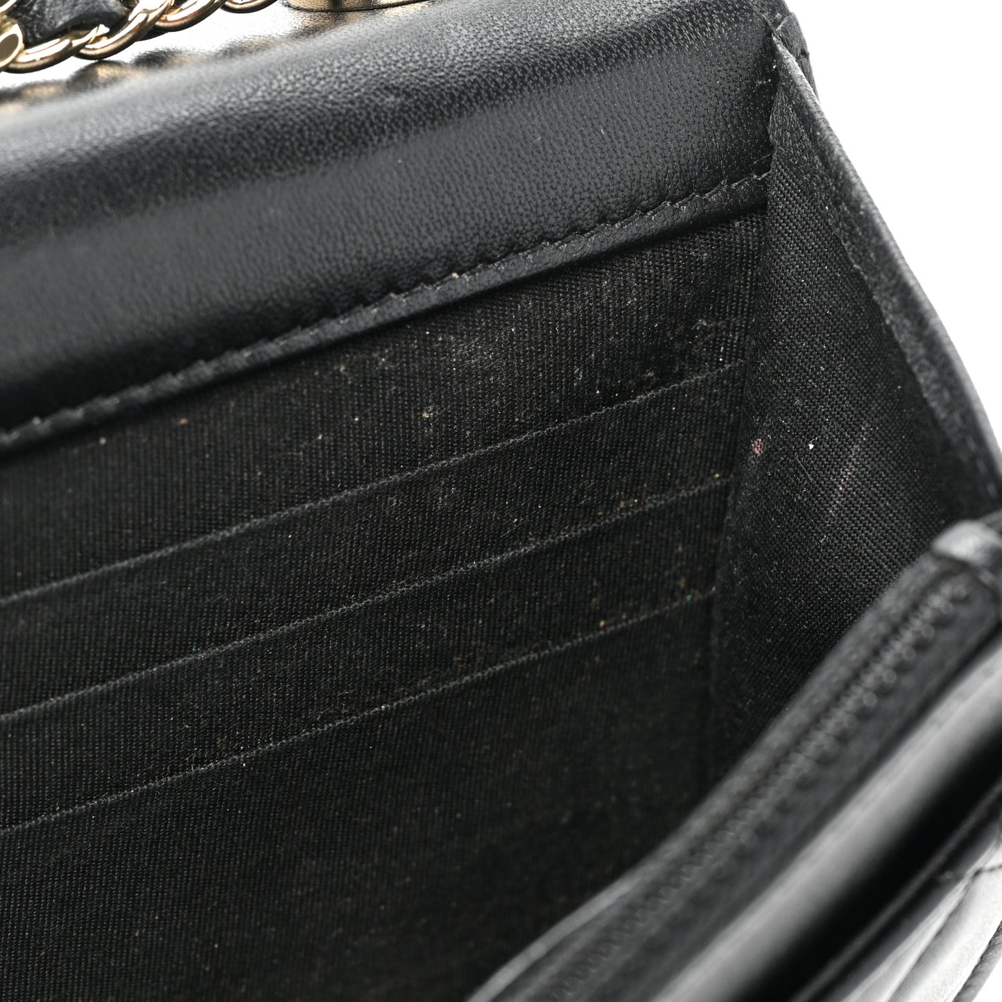 Lambskin Quilted Trendy CC Wallet On Chain WOC Black