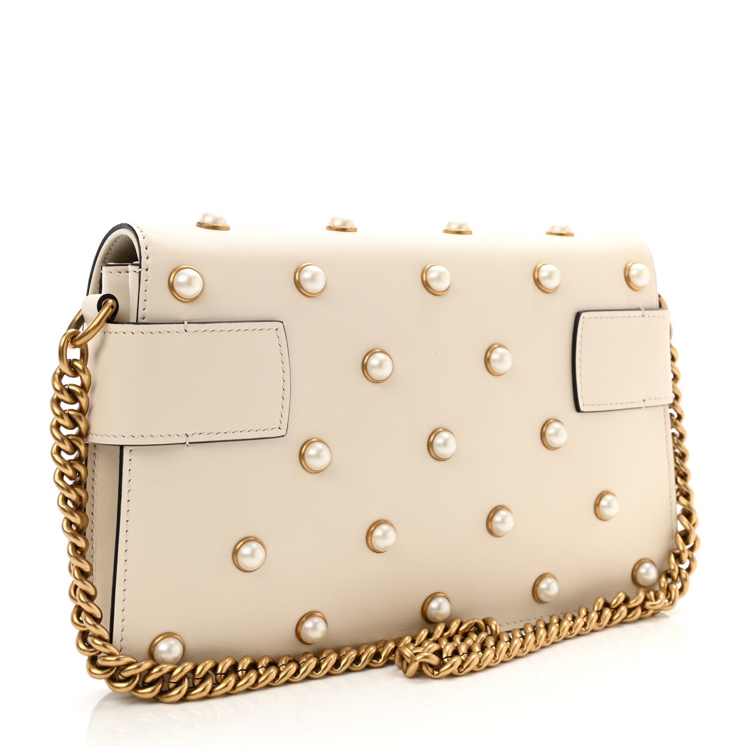 Gucci Nappa Pearl Studded Mini Queen Margaret Broadway Shoulder Bag Mystic White 2 of 9