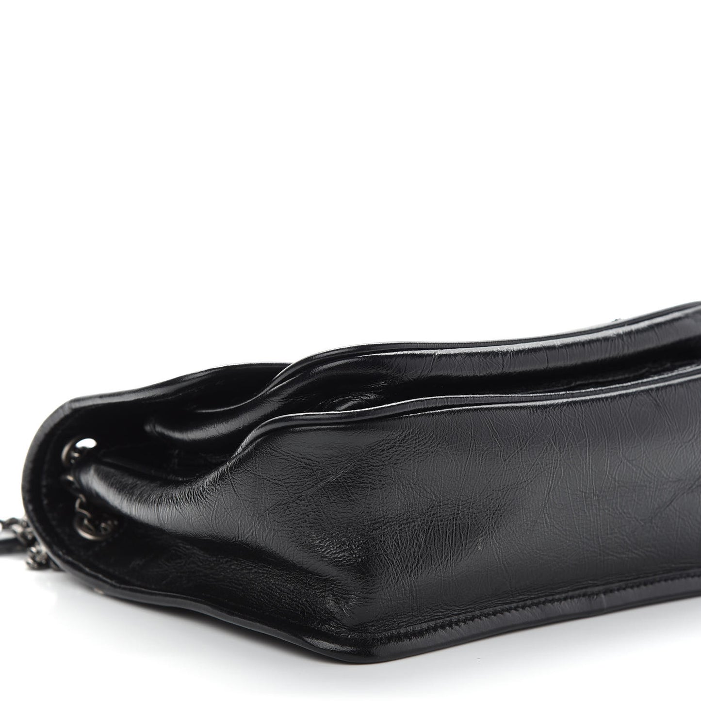 Crinkled Calfskin Matelasse Monogram Baby Niki Chain Satchel Black