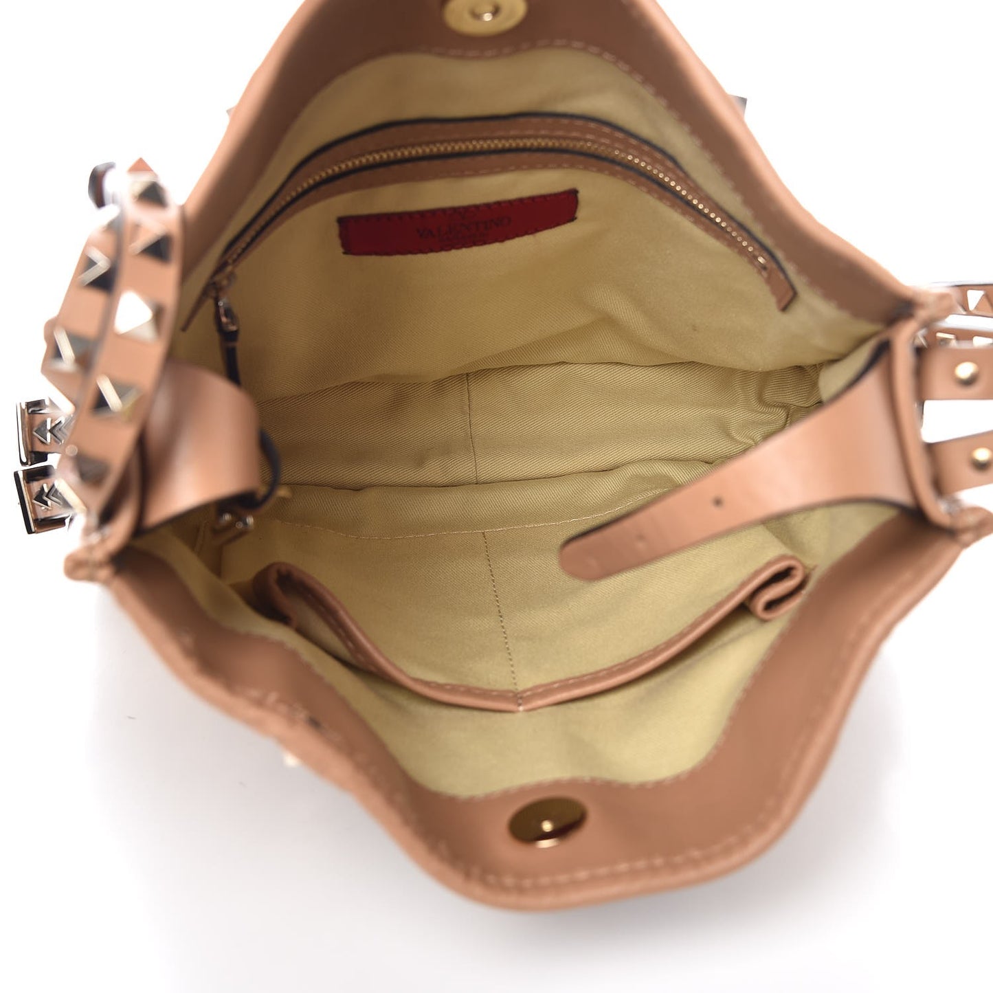 Calf Hair Leopard Print Rockstud Shopper Tote Tan