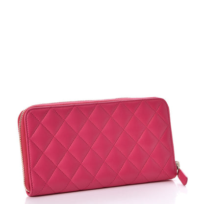 Chanel Lambskin Quilted Large Gusset Zip Around Wallet Fuchsia 3 of 8