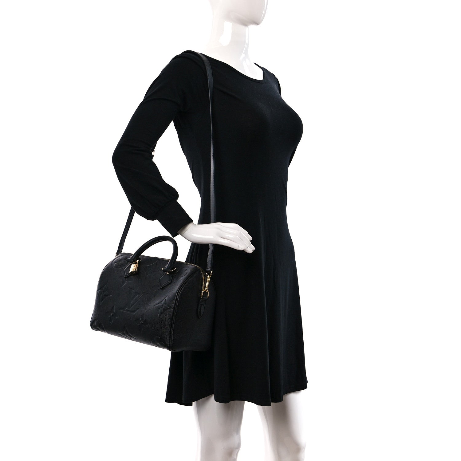 Louis Vuitton Empreinte Monogram Giant Speedy Bandouliere 25 Black 3 of 9