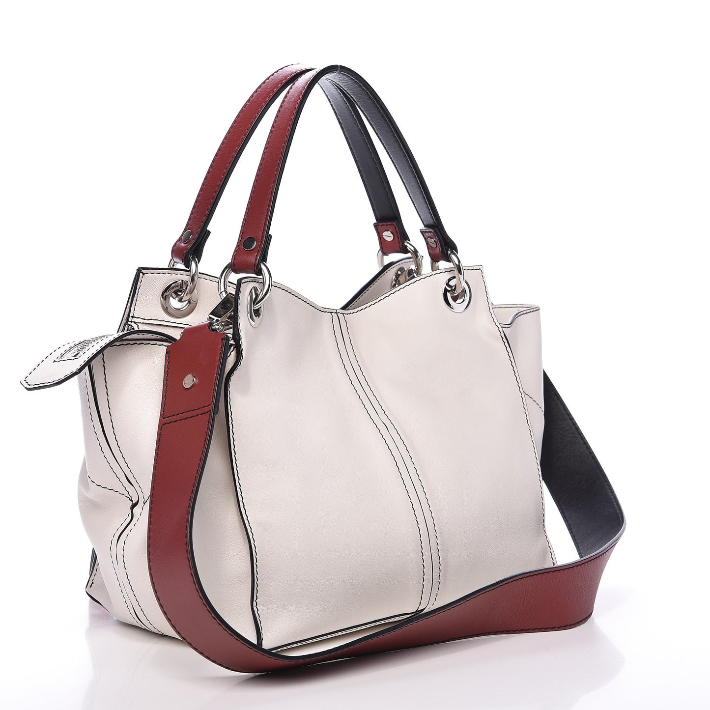 Calfskin Curl Satchel Optic White