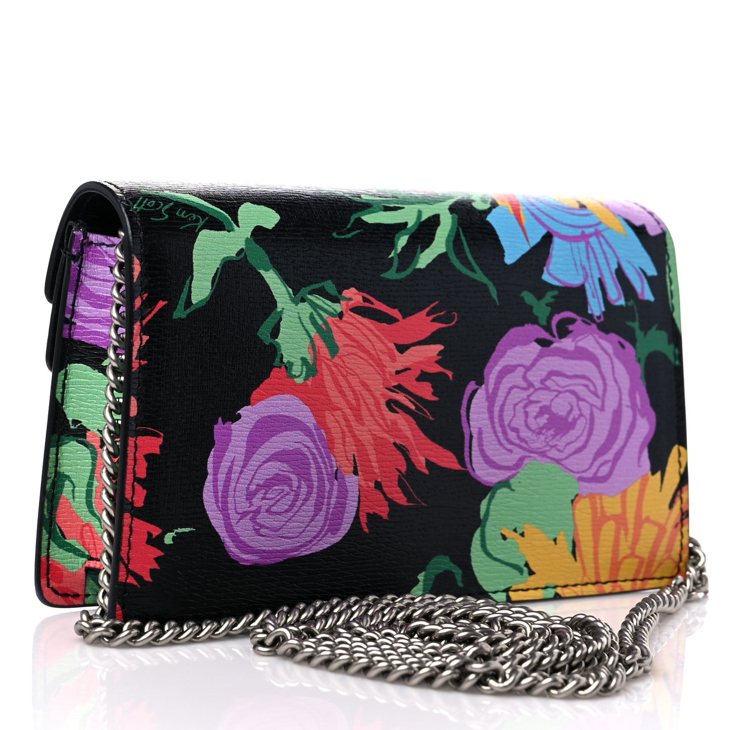 X KEN SCOTT New Shangai Calfskin Jenny Floral Print Super Mini Dionysus Shoulder Bag Black Pink