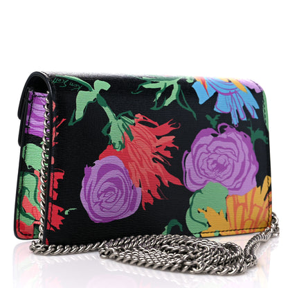 Gucci X KEN SCOTT New Shangai Calfskin Jenny Floral Print Super Mini Dionysus Shoulder Bag Black Pink 2 of 9