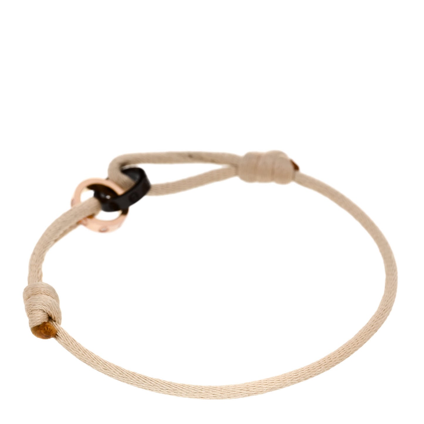 18K Pink Gold Ceramic 4 Diamond LOVE Cord Bracelet White