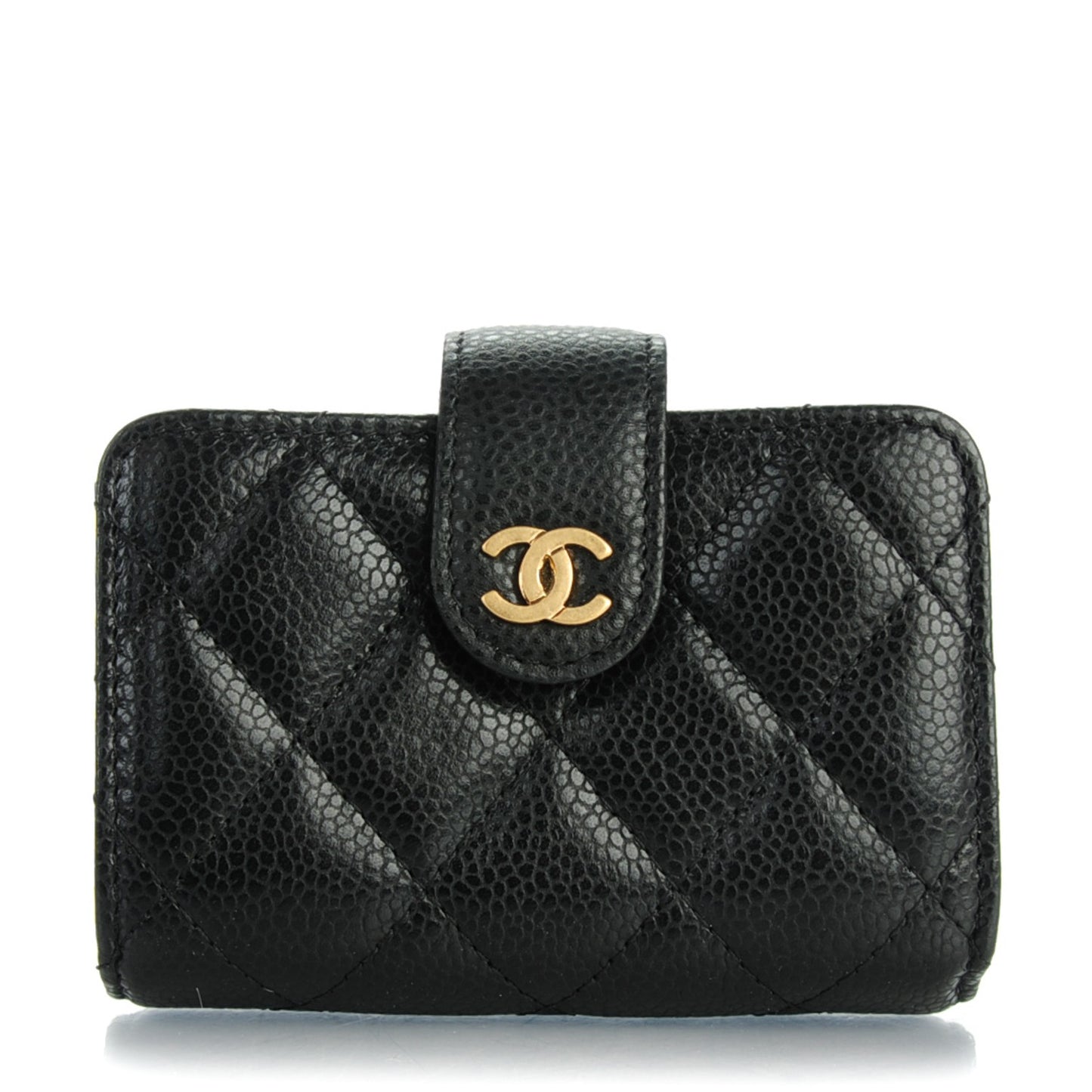 Caviar Quilted Gusseted Card Holder Black