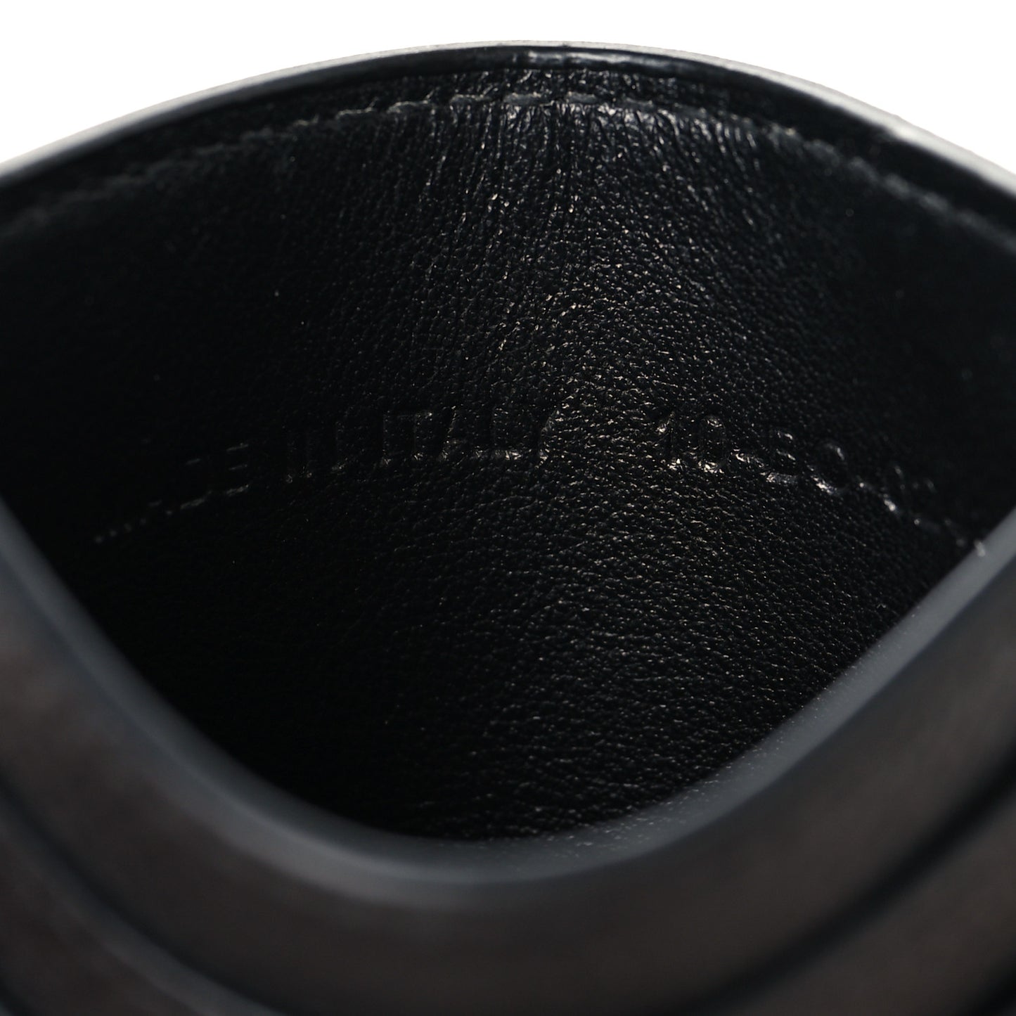 Grained Calfskin Oblique Card Holder Black