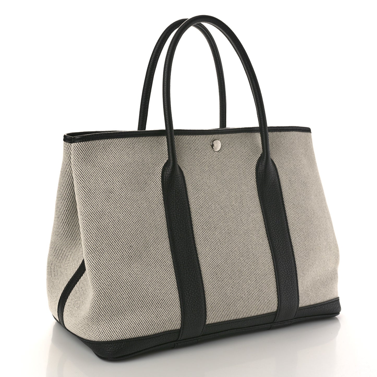 Chevron Herringbone Toile Negonda Garden Party 36 MM Tote Craie Black