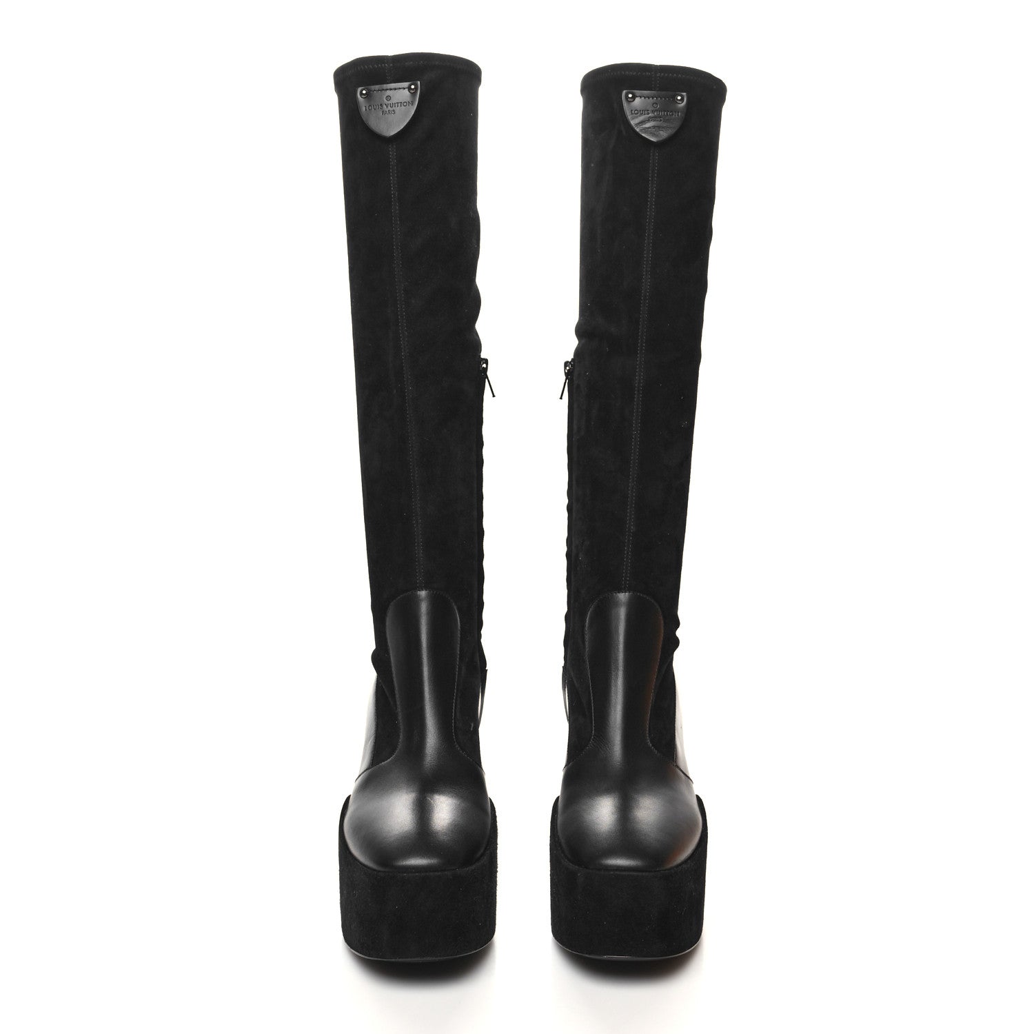 Louis Vuitton Suede Calfskin Monogram Podium Platform Thigh Boots 36 Black 2 of 9