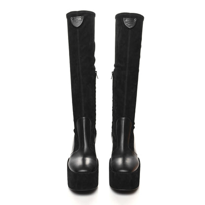 Louis Vuitton Suede Calfskin Monogram Podium Platform Thigh Boots 36 Black 2 of 9