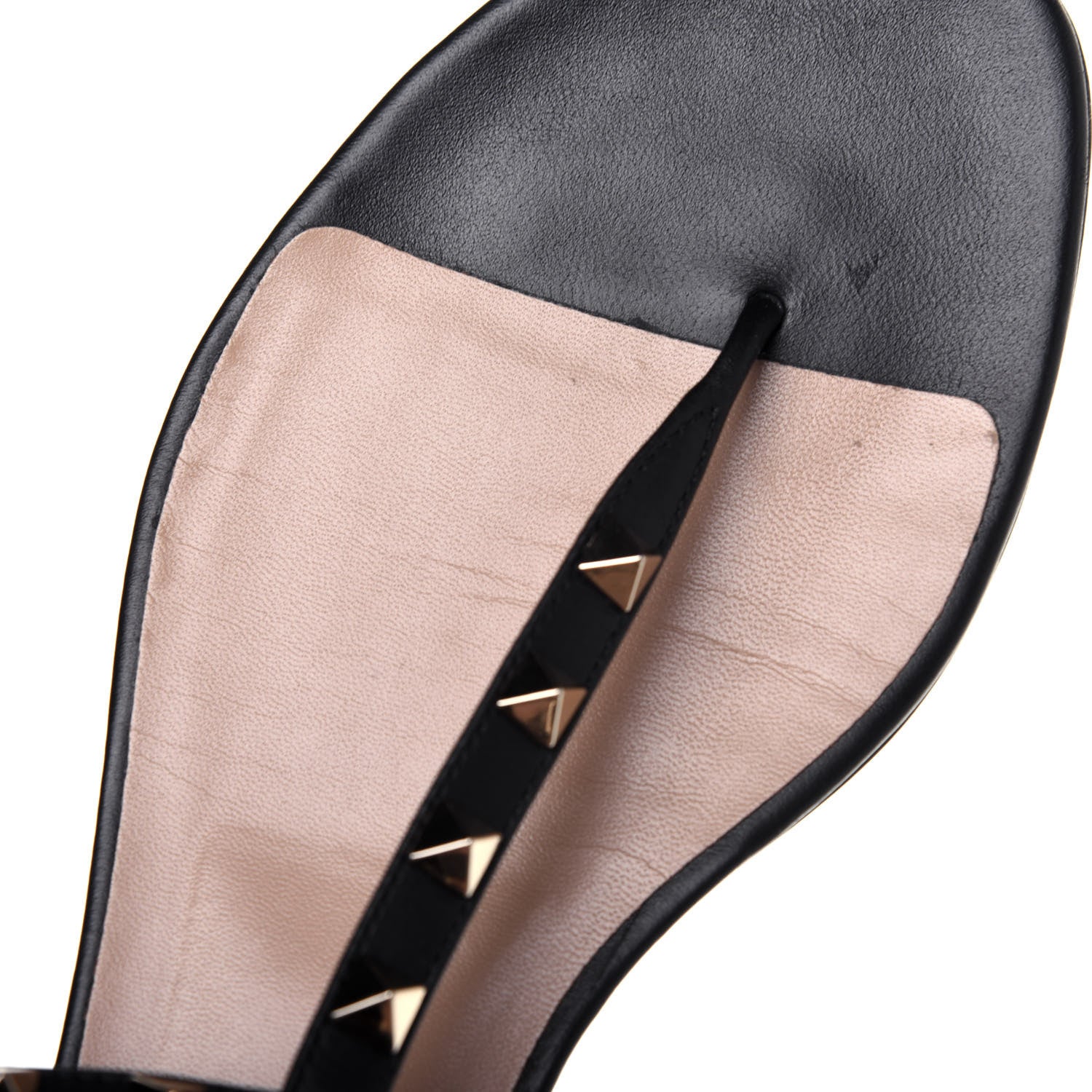 Valentino Garavani Nappa Rockstud Ankle Strap Flat Thong Sandals 38.5 Black 12 of 13