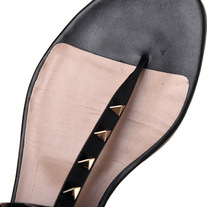 Valentino Garavani Nappa Rockstud Ankle Strap Flat Thong Sandals 38.5 Black 12 of 13