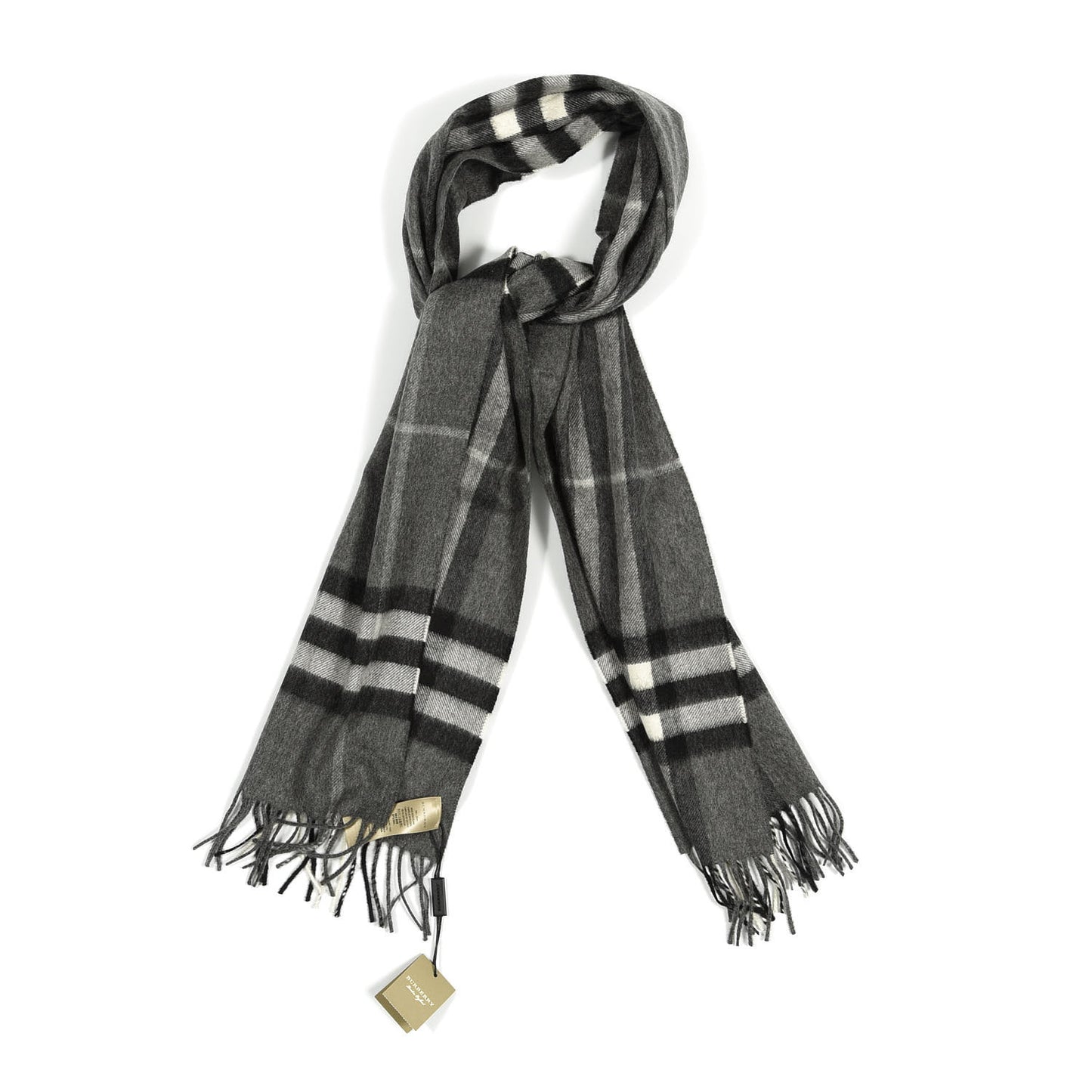 Cashmere Giant Check Scarf Mid Grey