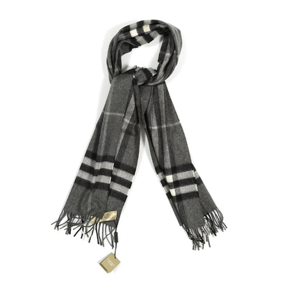 Burberry Cashmere Giant Check Scarf Mid Grey 1 of 3
