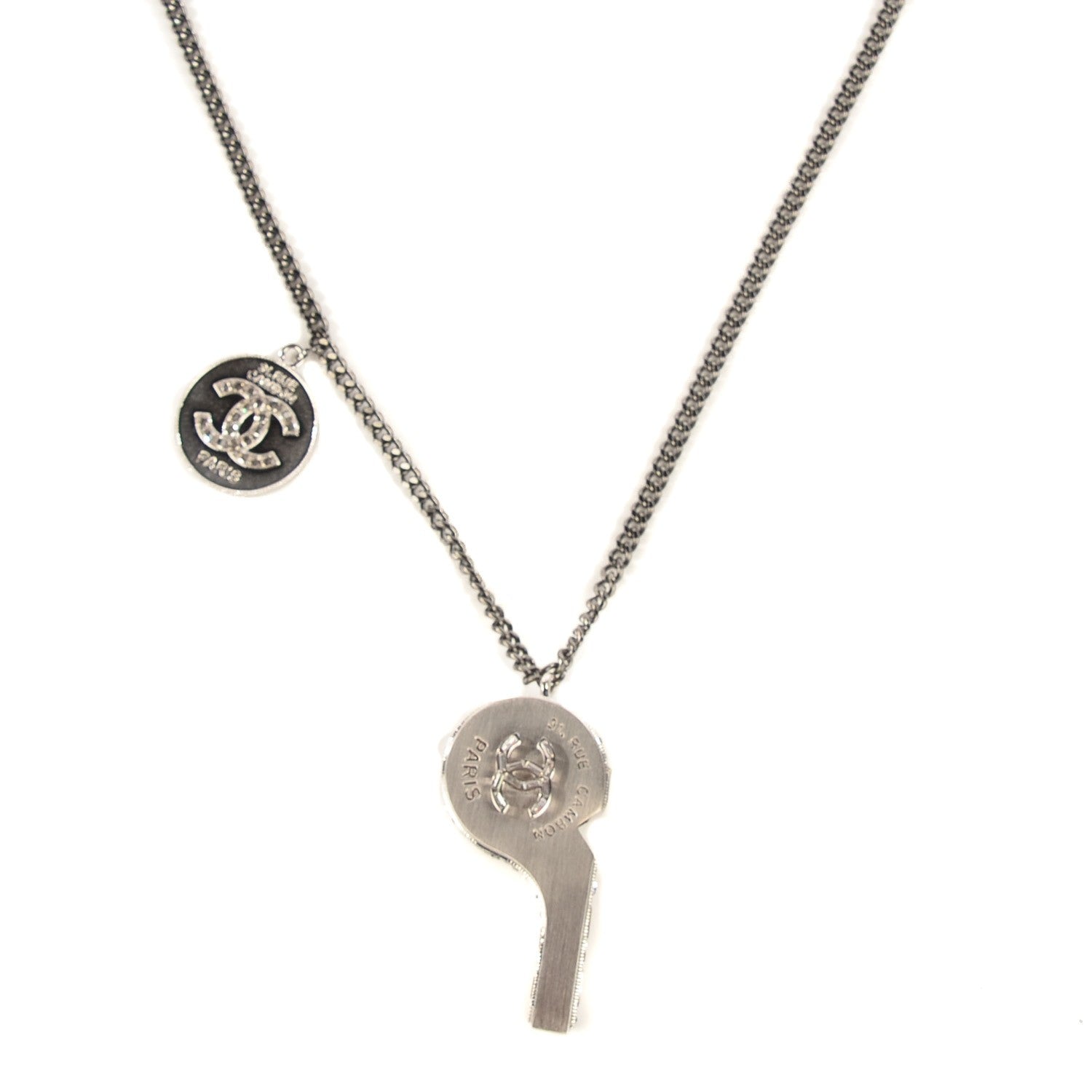 Chanel Crystal CC Whistle Pendant Necklace 1 of 10