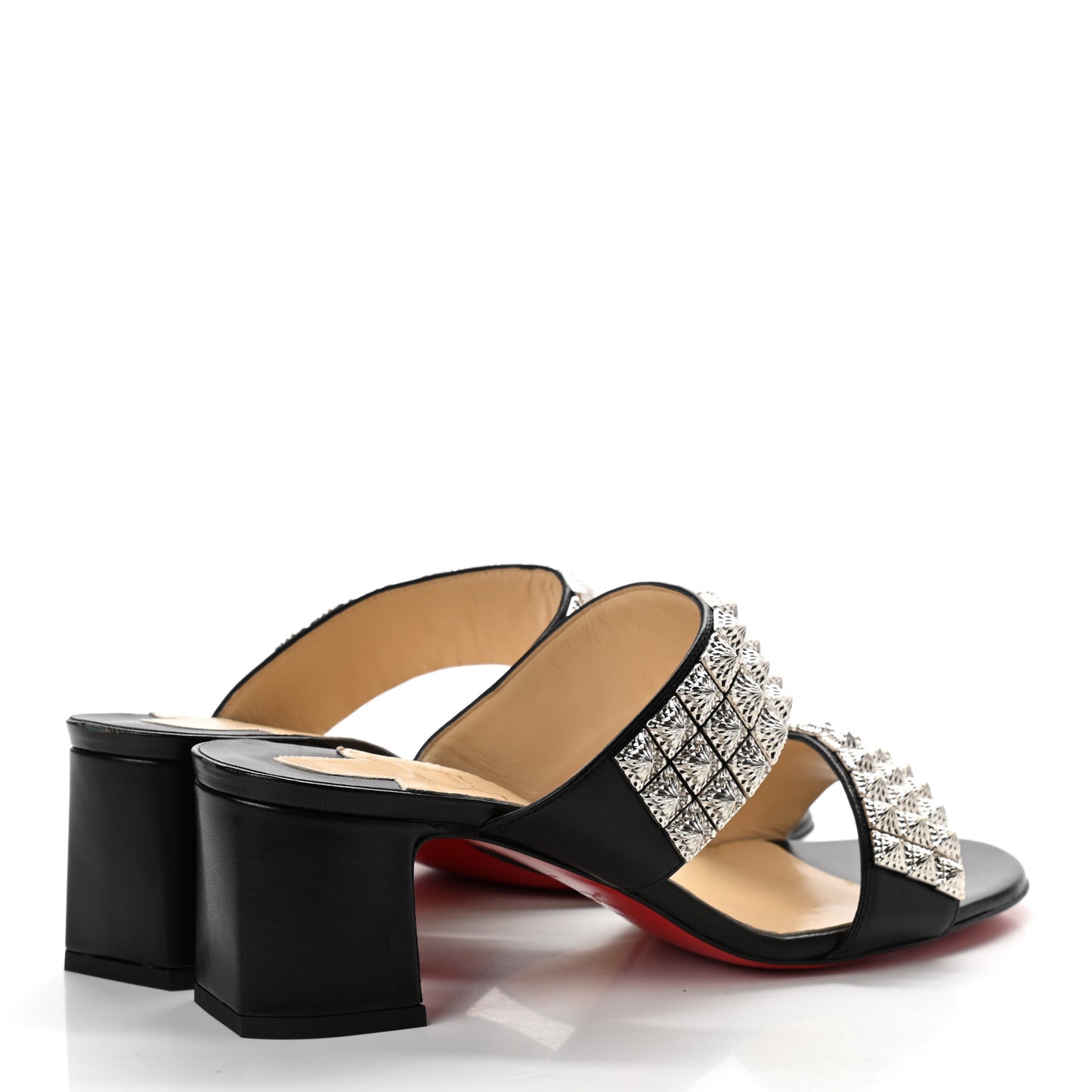 Calfskin Studded Tina Goes Mad 55 Slide Sandals 40 Black