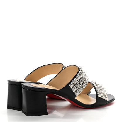 Christian Louboutin Calfskin Studded Tina Goes Mad 55 Slide Sandals 40 Black 4 of 7