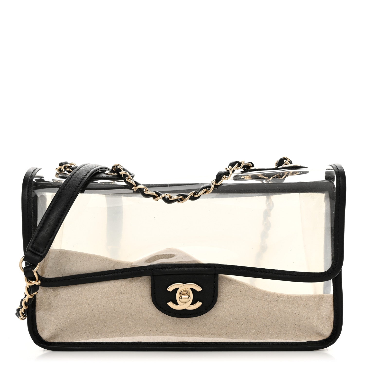 Chanel Lambskin PVC Medium Coco Sand Flap Black 1 of 11