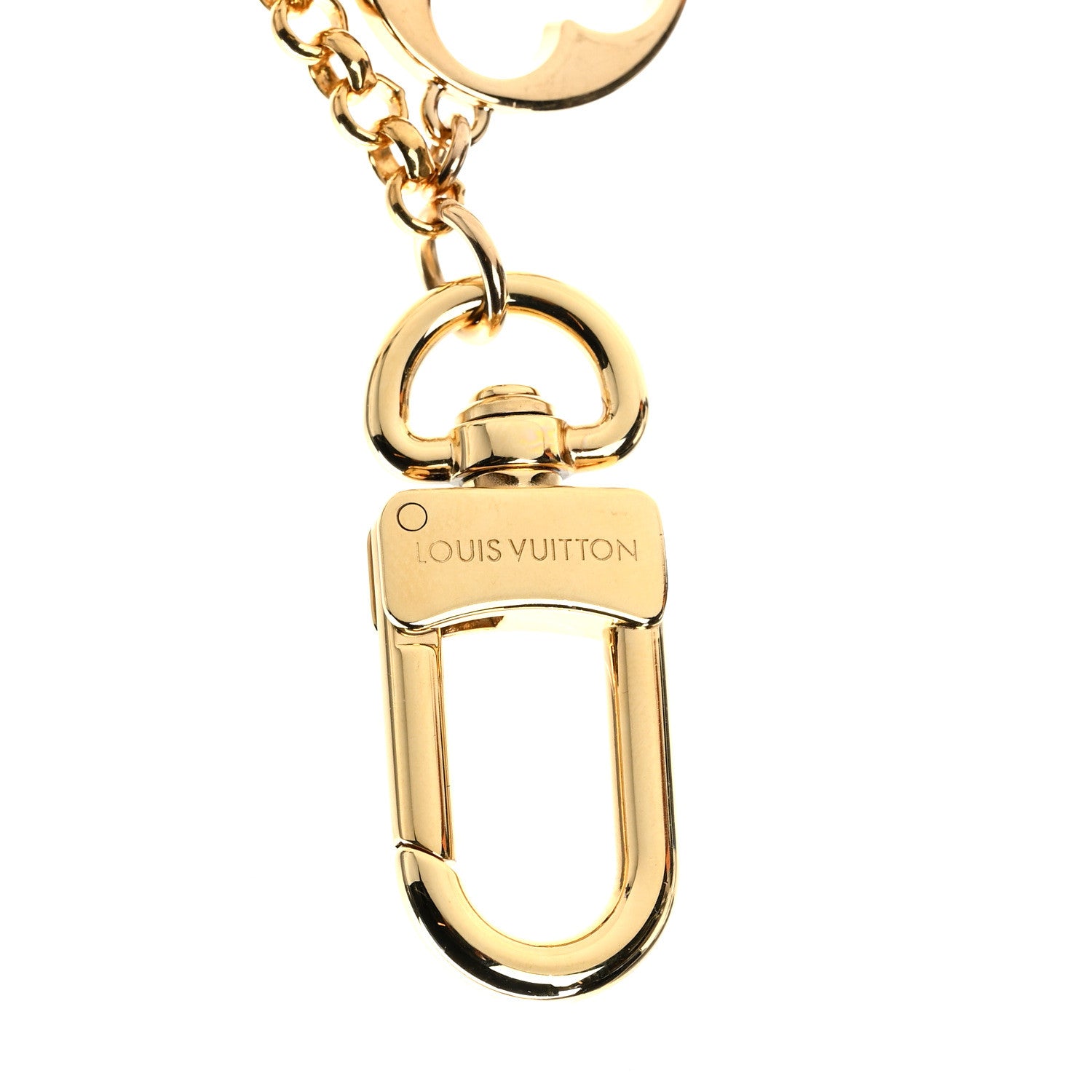 Louis Vuitton Brass Enamel Fleur De Monogram Bag Charm Chain Gold 3 of 5