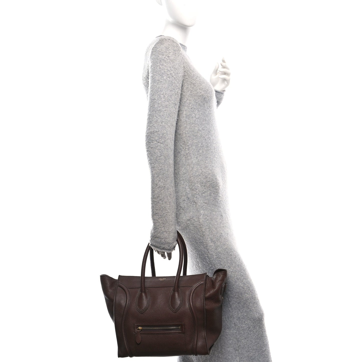 Pebbled Calfskin Mini Luggage Chocolate