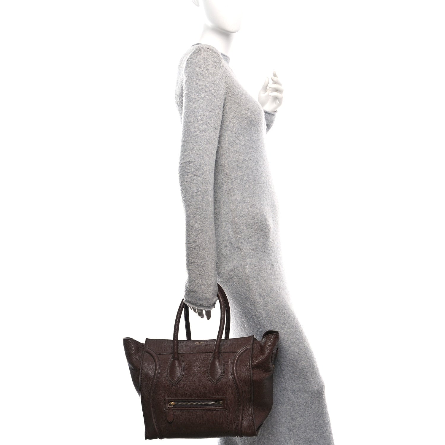 Celine Pebbled Calfskin Mini Luggage Chocolate 2 of 9