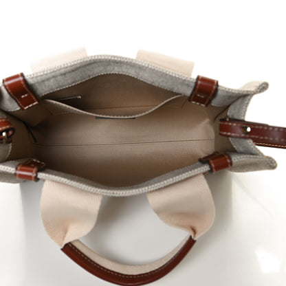 Chloe Cotton Calfskin Small Woody Ribbon Tote With Strap White Brown 5 of 12