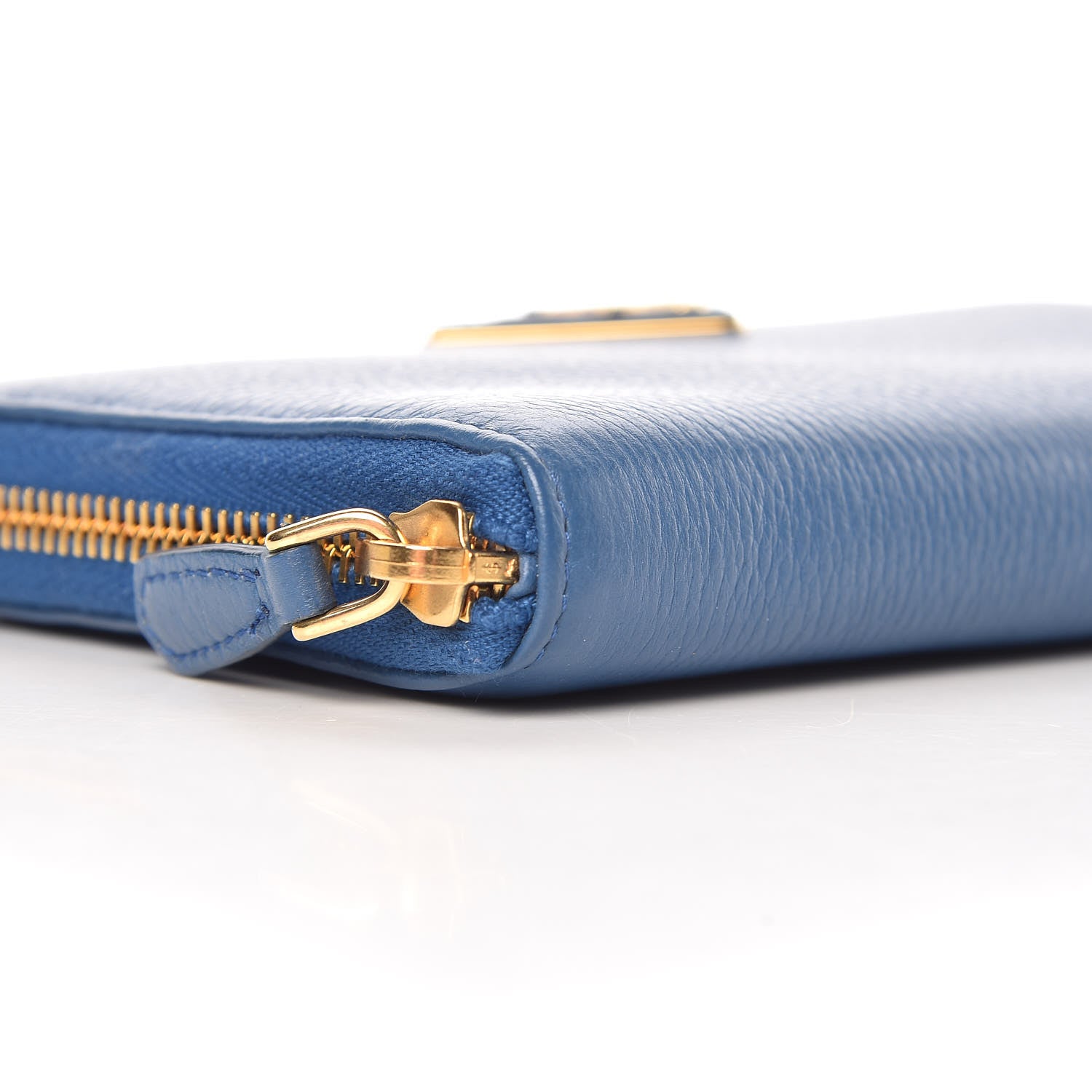 Prada Vitello Daino Zip Around Wallet Cobalto 7 of 9