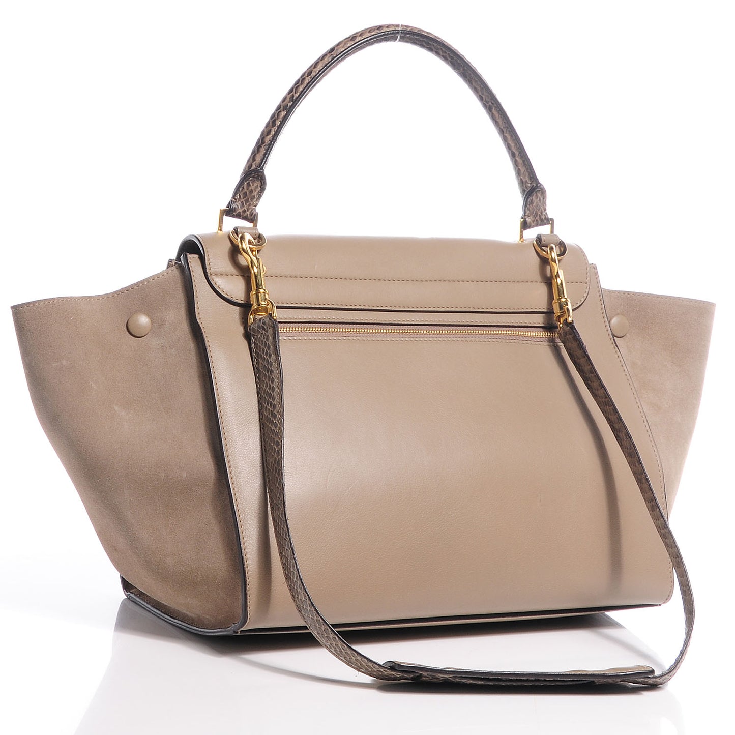 Calfskin Suede Whipsnake Medium Trapeze Black Dune