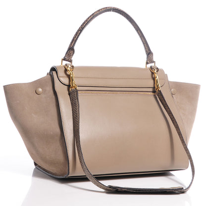 Celine Calfskin Suede Whipsnake Medium Trapeze Black Dune 3 of 9