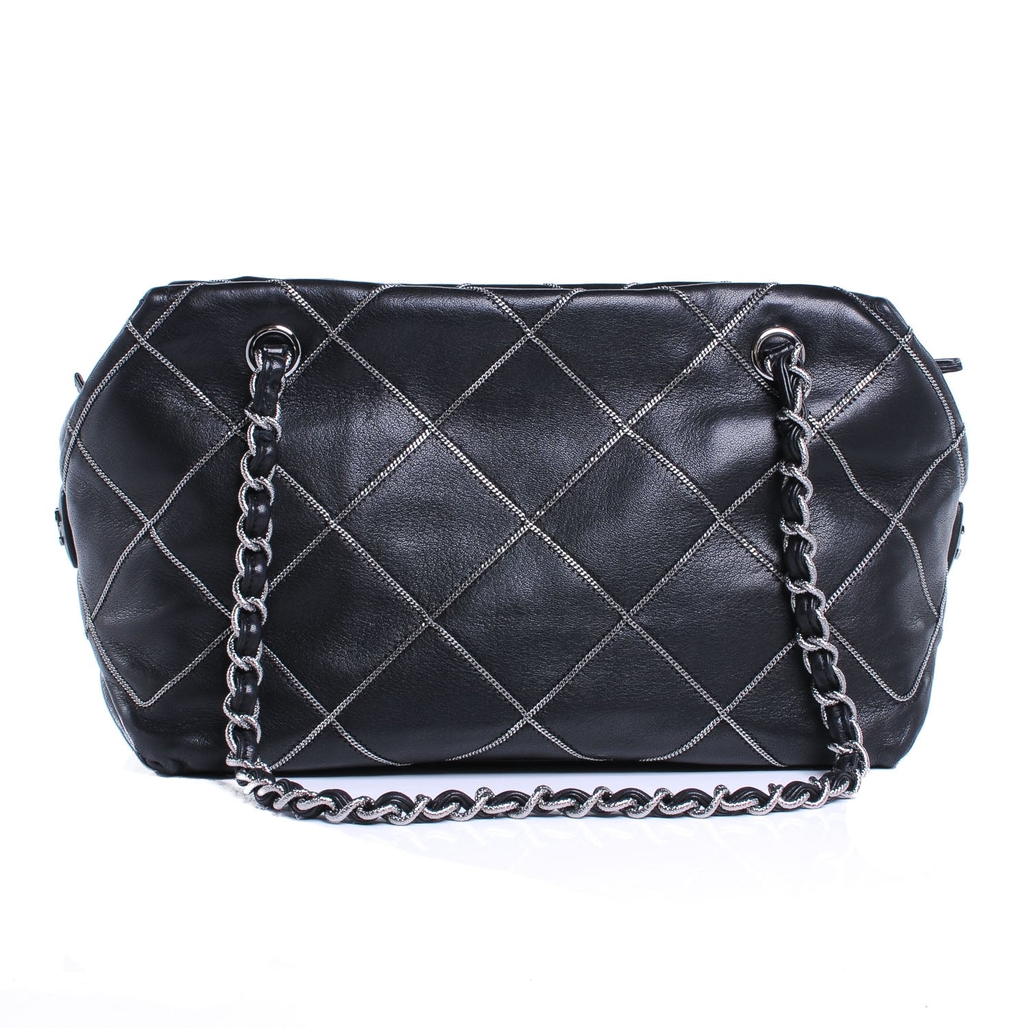 Chanel Calfskin Chain Stitch Shoulder Bag Black 1 of 7