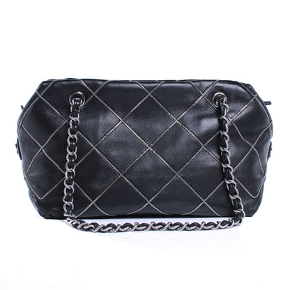 Chanel Calfskin Chain Stitch Shoulder Bag Black 1 of 7