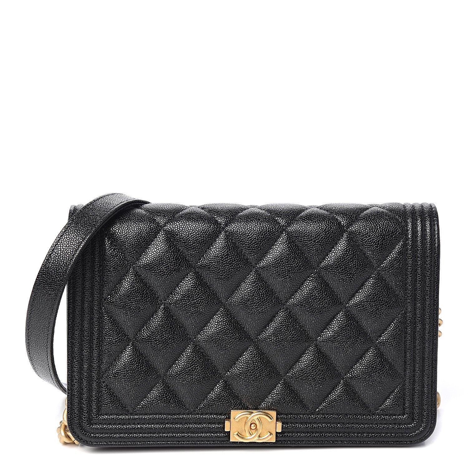 Chanel Caviar Quilted Boy Wallet On Chain WOC Black 1 of 11