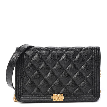 Chanel Caviar Quilted Boy Wallet On Chain WOC Black 1 of 11